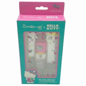 The Creme Shop Hello Kitty Nail Decals and Clear Polish Set Kids Sanrio New